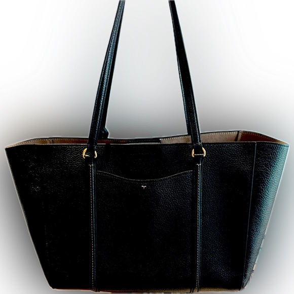 🌹Like new Tory Burch 144689 Thea Tote/Black Pebble Leather Large Shoulder Bag - Picture 3 of 7